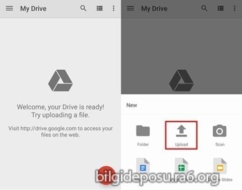 google drive android choose upload - Bilgideposu