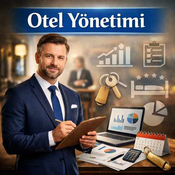 otel yönetimi ve otel işletmeciliği süreçlerini temsil eden görsel